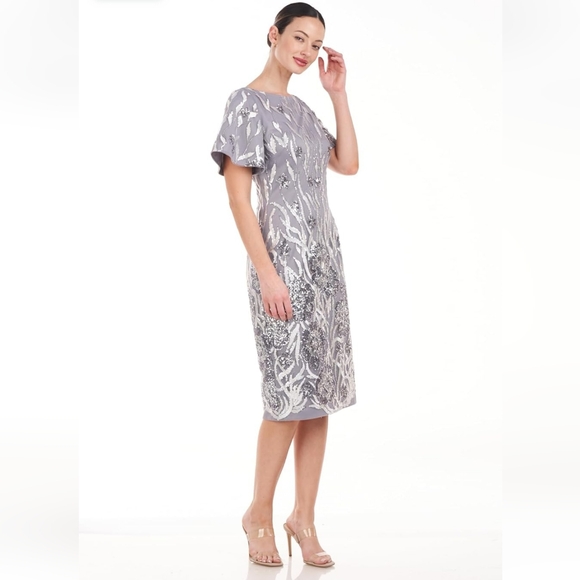 Nwt JS Collections Women's Lyra Flutter Cocktail Dress size 12 - Picture 4 of 13